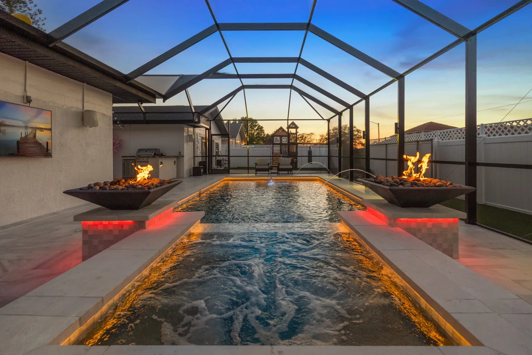 Fire & water at dusk