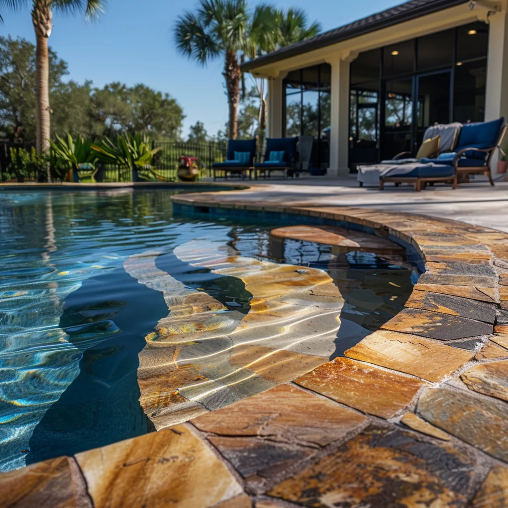 a pool with pavers